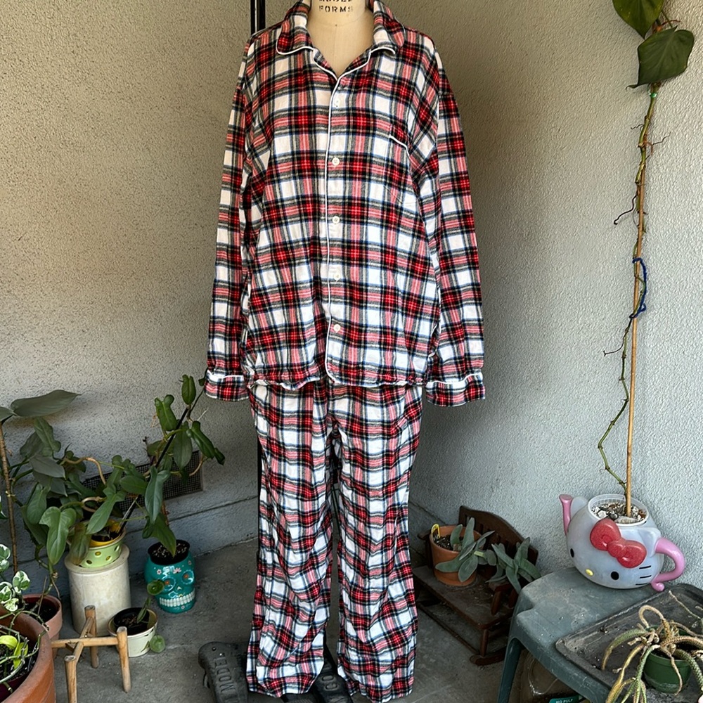 J. Crew Red Blue yellow white and Black Plaid Pajama Set